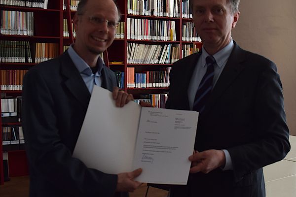 Der neue Landeskonservator für Niederösterreich, Patrick Schicht mit Präsident Christoph Bazil