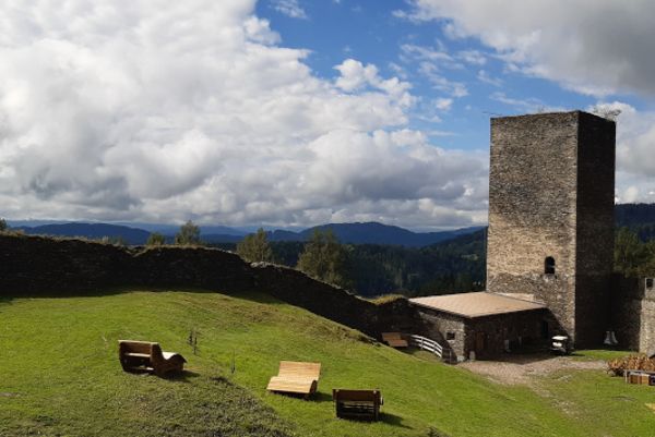 Blick auf die Burgruine Leibenfels in Kärnten