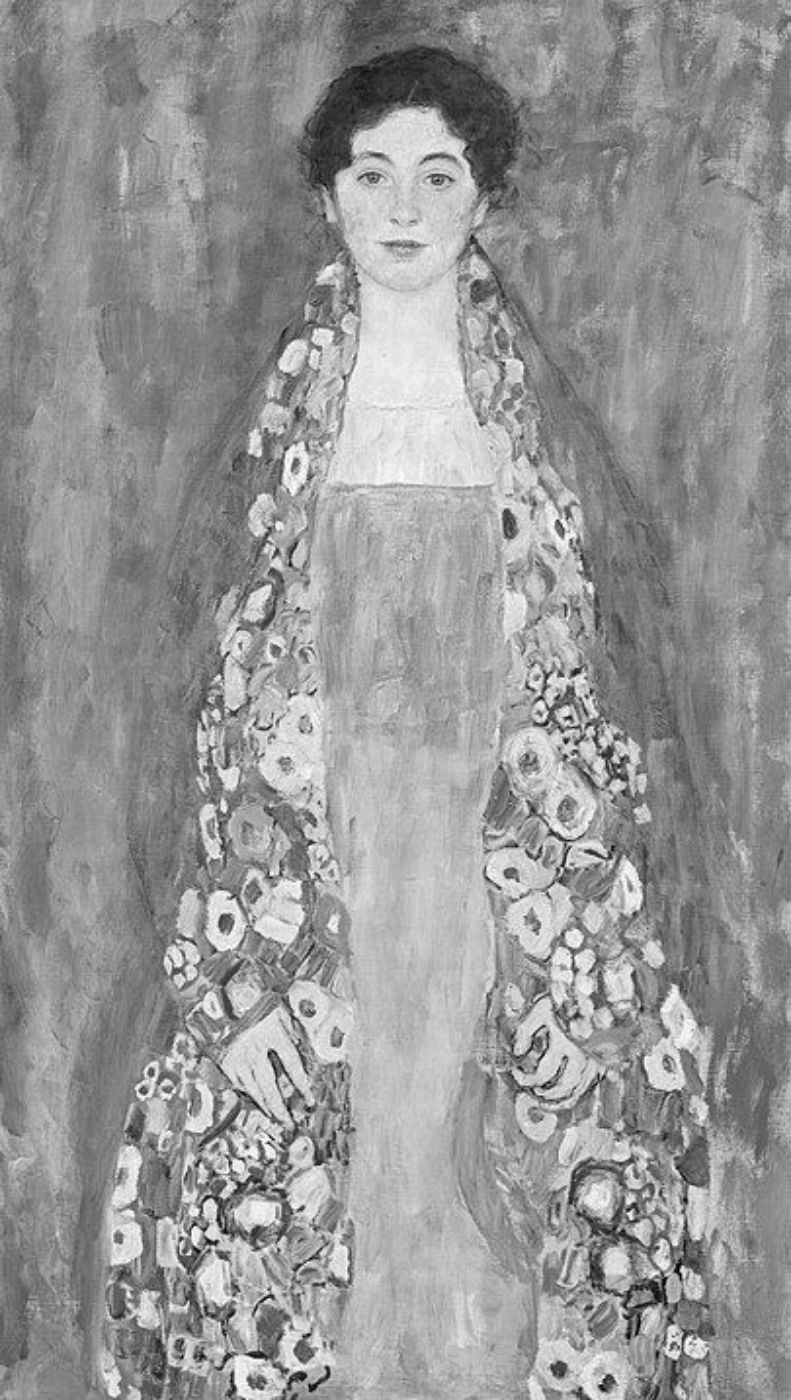 Swarz-Weiß-Foto: Gemälde von Gustav Klimt "Bildnis Fräulein Lieser"