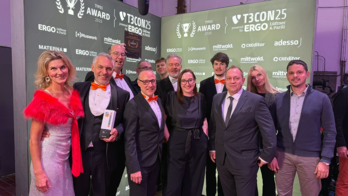 Gruppenfoto der Gewinner des Typo3 Awards in der Kategorie "cluture"