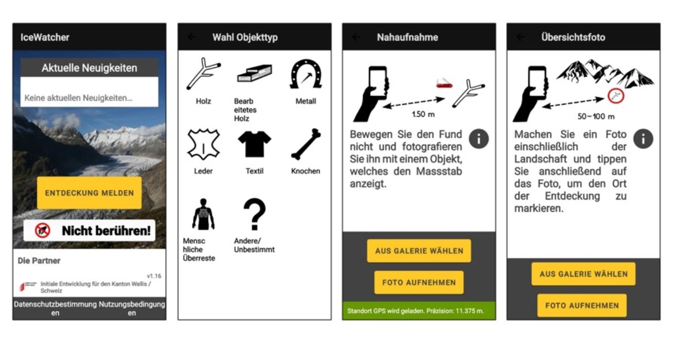 Slider "IceWatcher App zur Meldung archäologischer Funde"