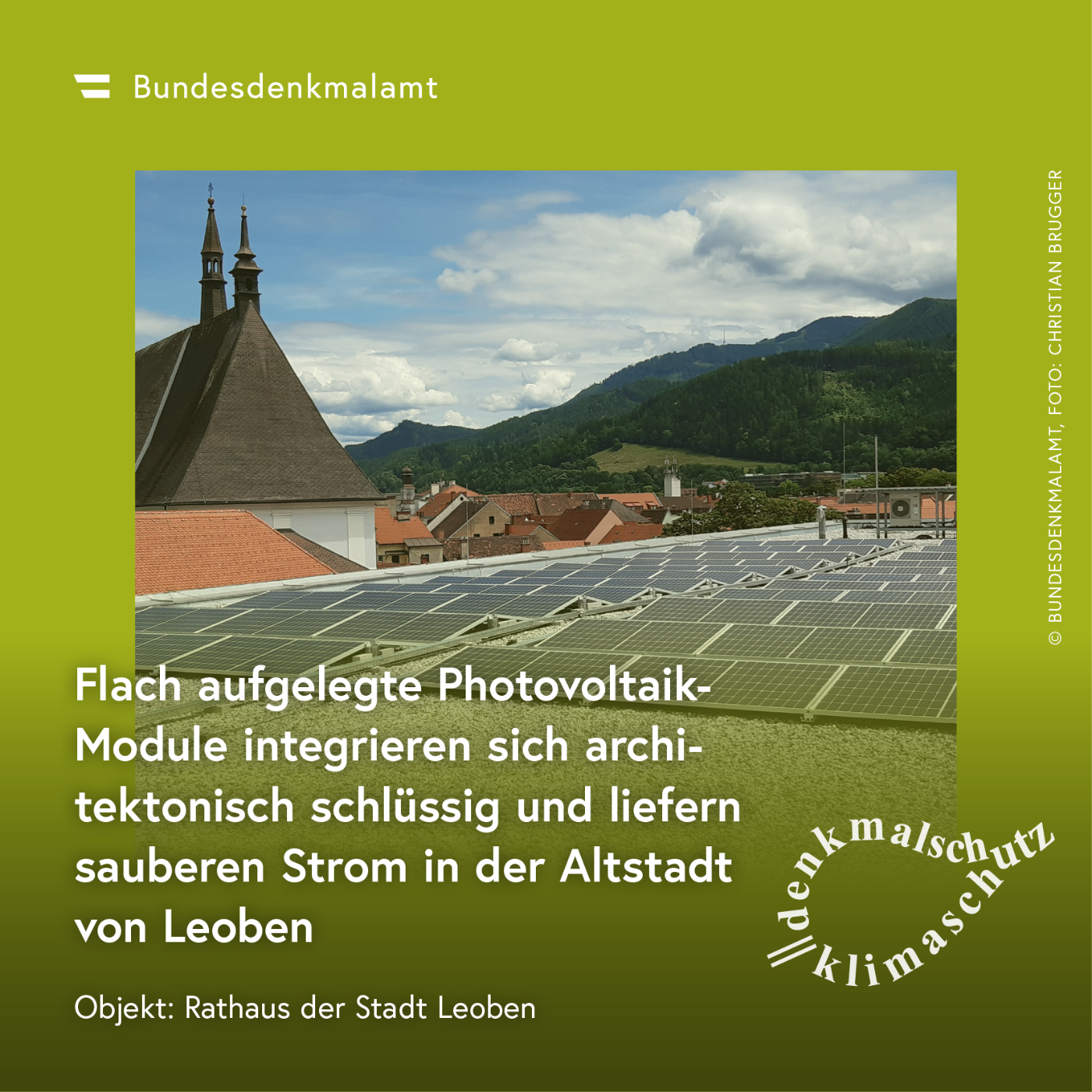 Sujet der Kampagne "Denkmalschutz ist Klimaschutz" - Rathaus der Stadt Leoben (Steiermark)