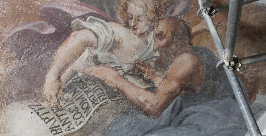 Fresko, Engel mit altem Mann
