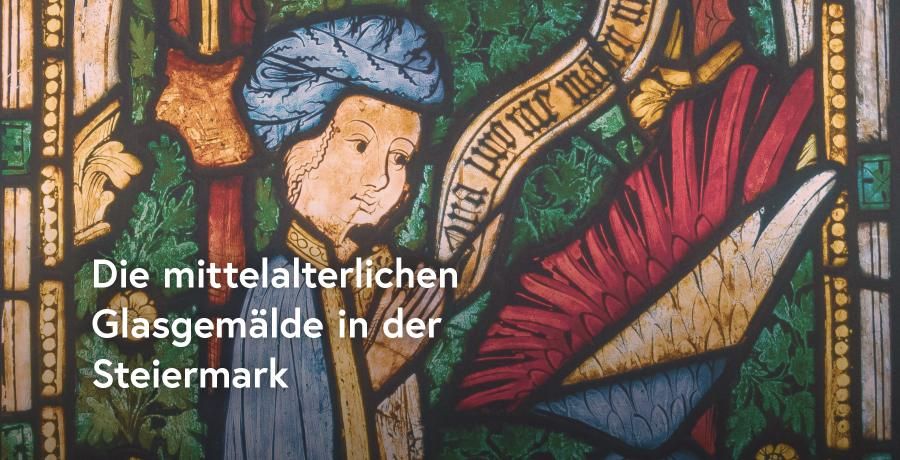 Ausschnitt eines mittelalterlichen Glasfensters der Pfarrkirche am Waasen, es zeigt Stifterin Anna Paierhofer