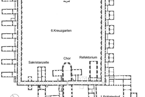 Grafische Darstellung des Grundrisses der Kartause Mauerbach
