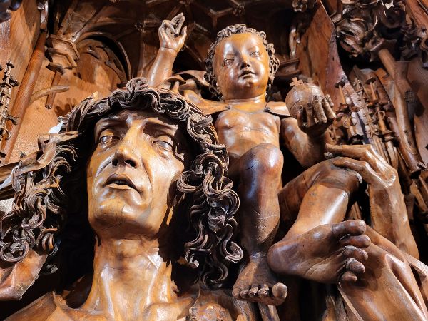 Detail des Kefermarkter Flügelaltars: Heiliger Christophorus mit Jesuskind