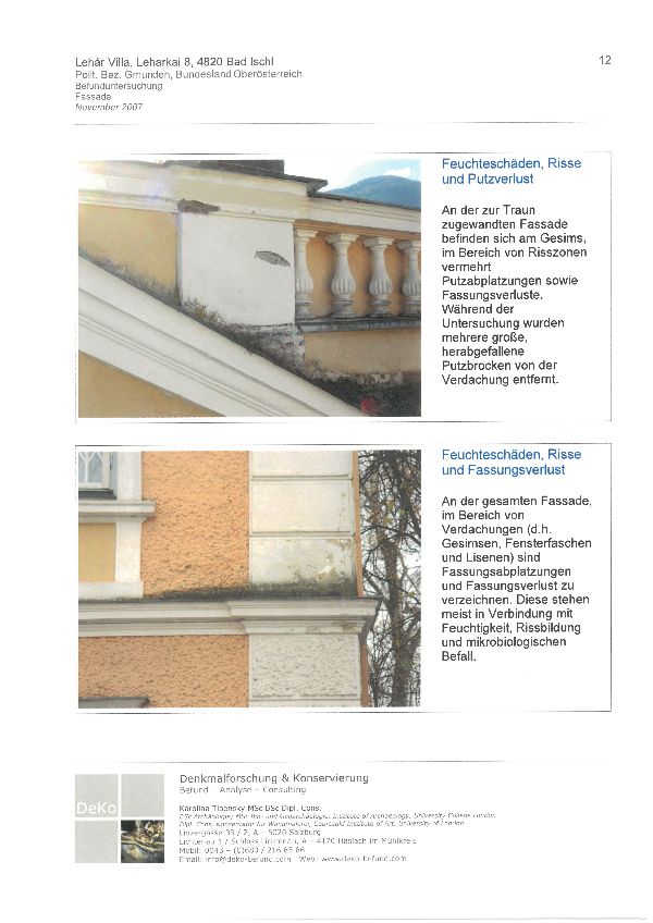 Dokument Befundung der Fassade