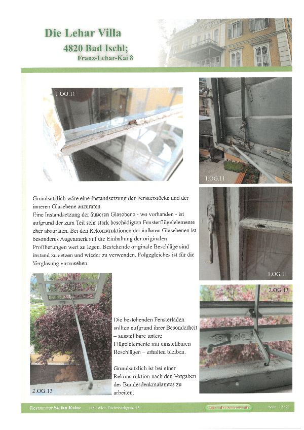 Dokument Befundung der Fenster